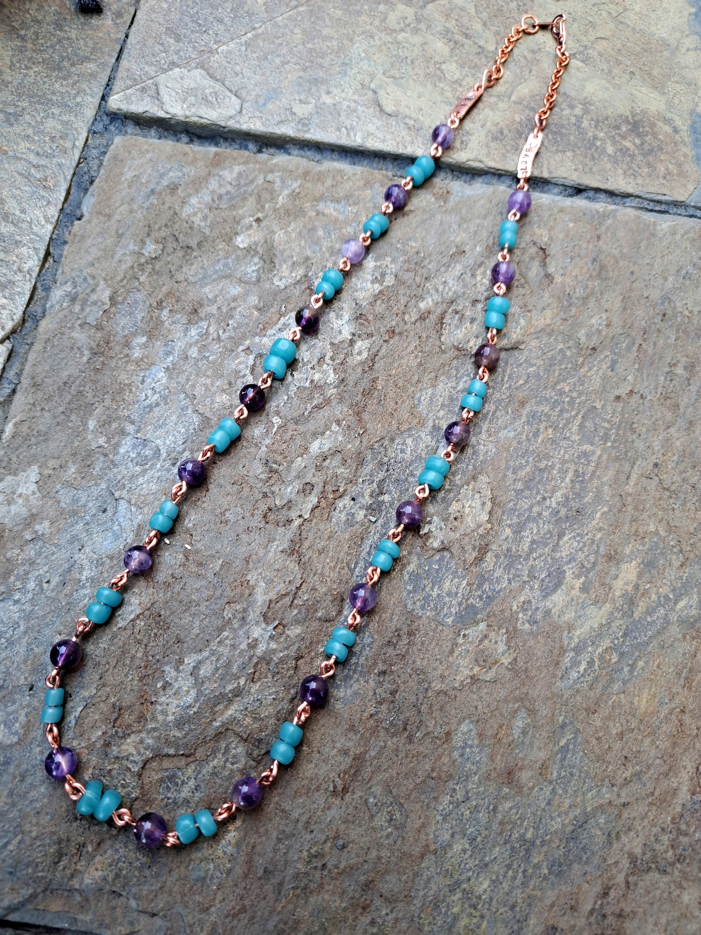 Be Love- Light Blue Java/ Amethyst- Necklace