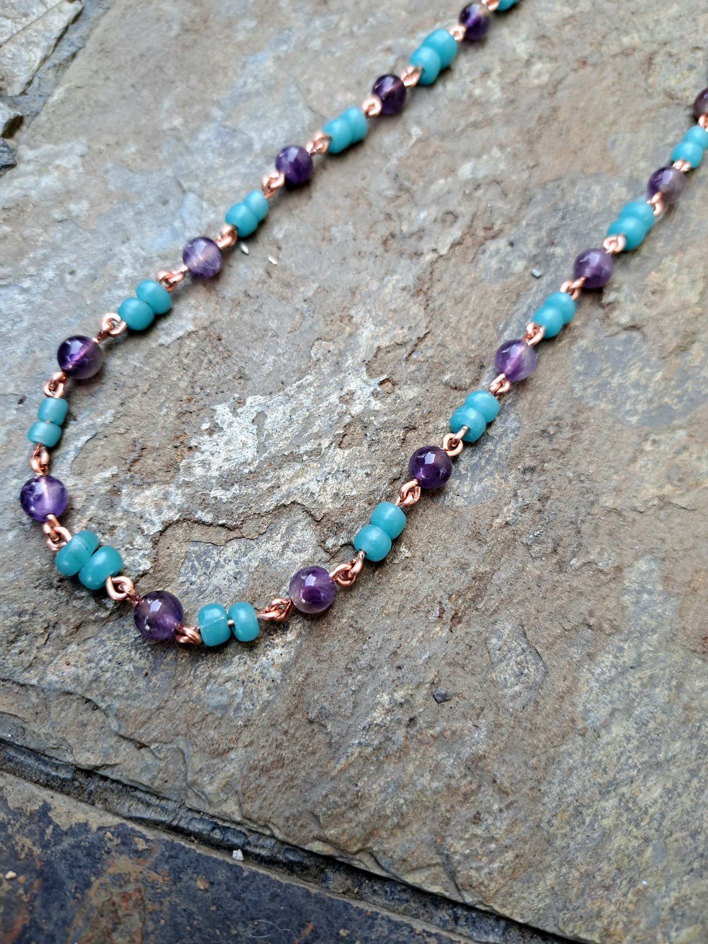 Be Love- Light Blue Java/ Amethyst- Necklace