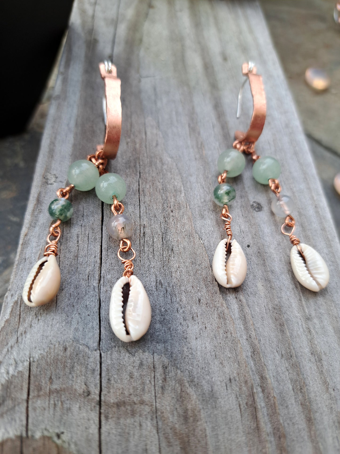 "Finding Water " Stud Sea Shell and Copper Earrings